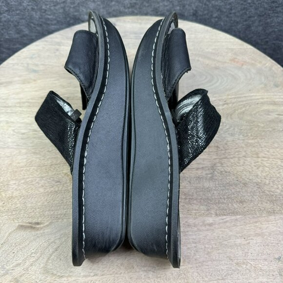 Alegria KAR-111 Black Leather Double Strap Slip-On Sandals EU 37 US 7.5 Platform - Picture 5 of 7